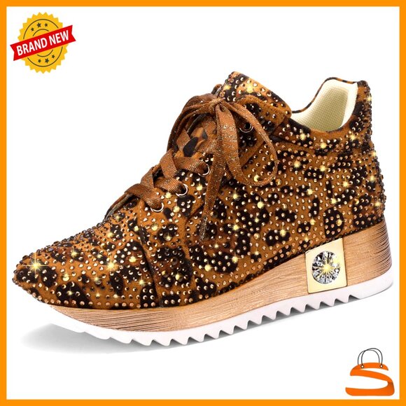 Shoes - Glitter Platform Wedge Sneakers Sparkly Rhinestone High Top Wedding Party Shoes